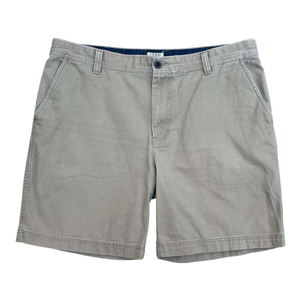 IZOD Men's Khaki Flat Front Chino Shorts Size 40